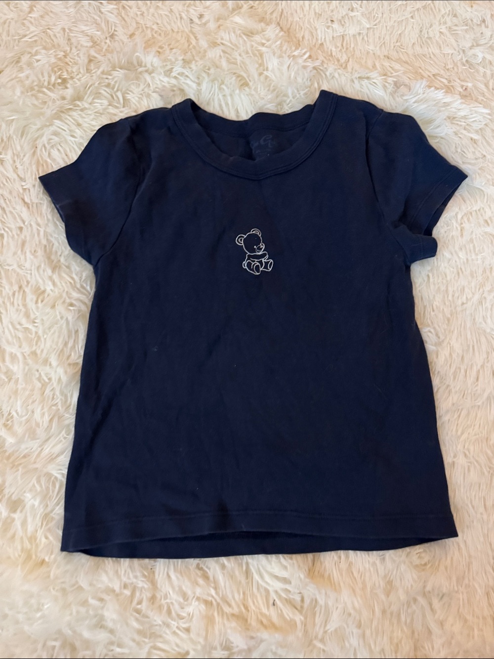 BRANDY MELVILLE NAVY EMBROIDERED BEAR SHIRT